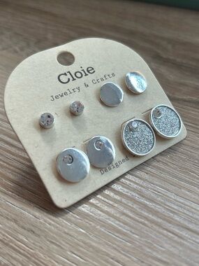 Cloie Silver Stud Earring Set - 4 Pairs